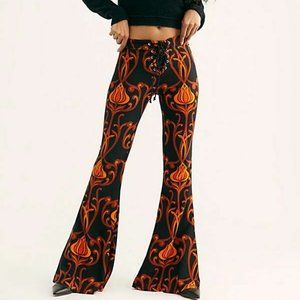 NEW Free People Lenni Jimi Black Deco Flare Pants